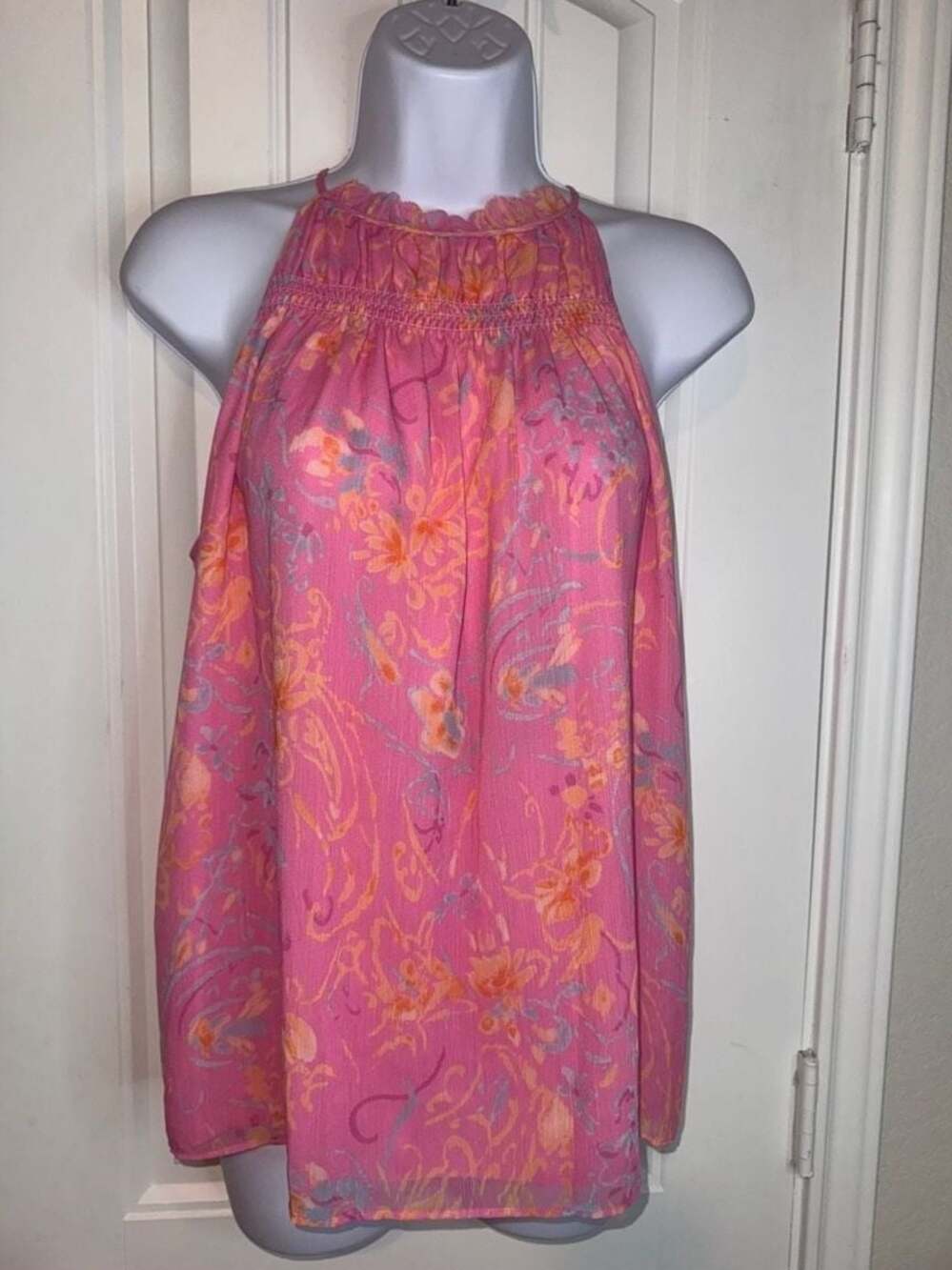 Ramy Brook Harlie Paisley Smocked Halter Top barbiecore festival